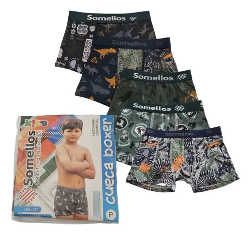 Kit 4 Cuecas Boxer Infantil Somellos Microfibra Estampado